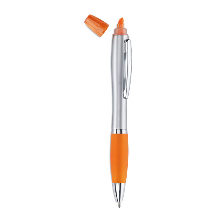 2-in-1 Chrome Ballpoint Pen and Highlighter