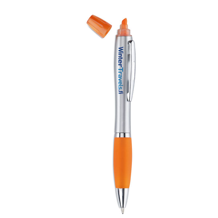 2-in-1 Chrome Ballpoint Pen and Highlighter
