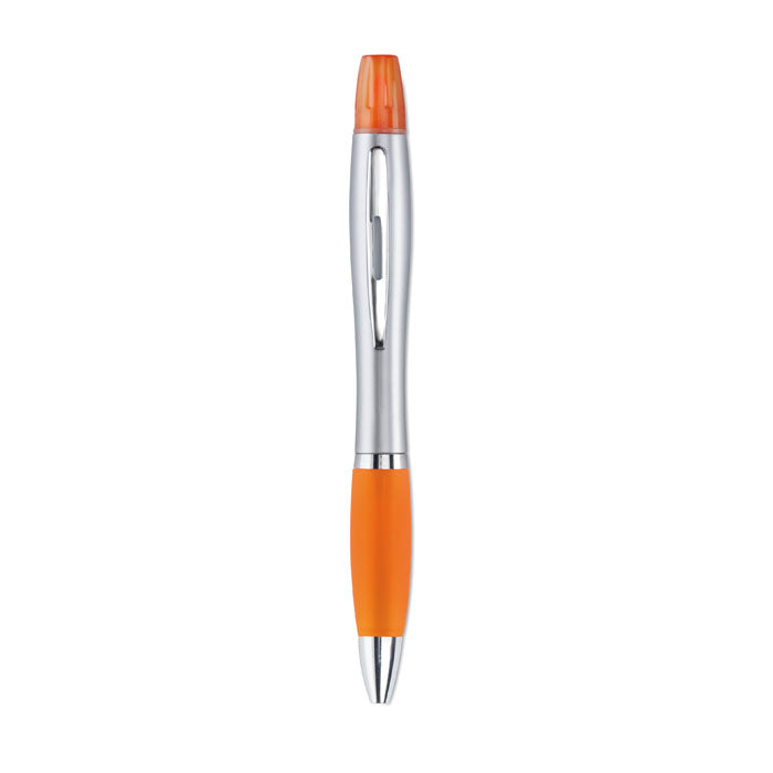 2-in-1 Chrome Ballpoint Pen and Highlighter
