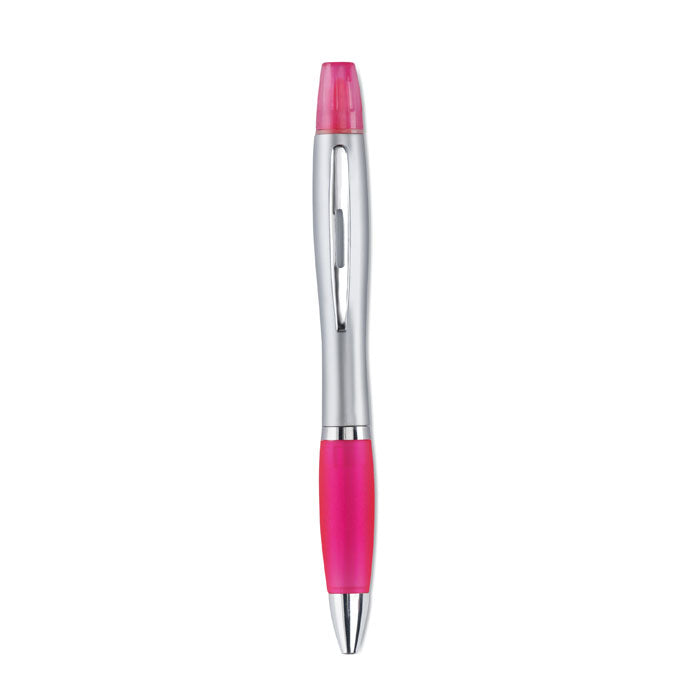 2-in-1 Chrome Ballpoint Pen and Highlighter