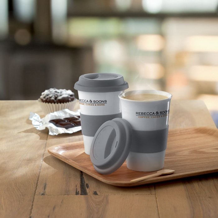 Ceramic Mug with Lid and Sleeve