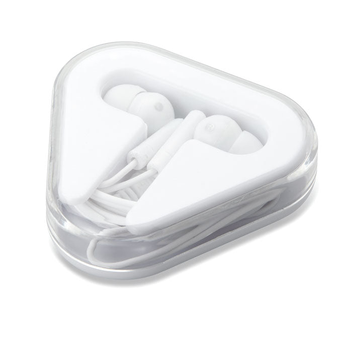 Earphones in Triangular Case