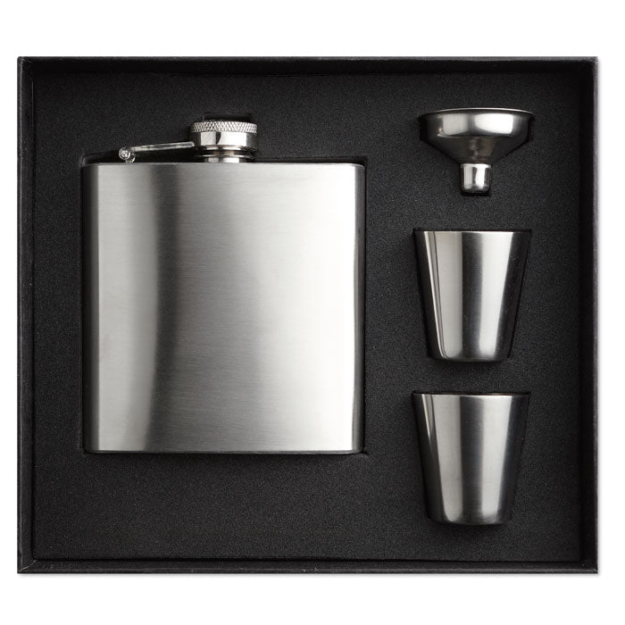 Slim Hip Flask and Cups Gift Set