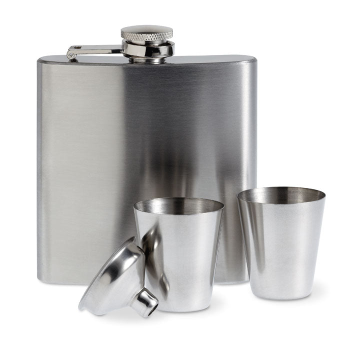 Slim Hip Flask and Cups Gift Set