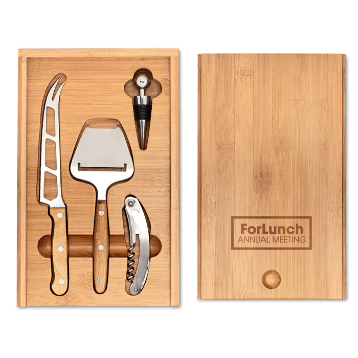 Bamboo Cheese and Wine Utensil Set