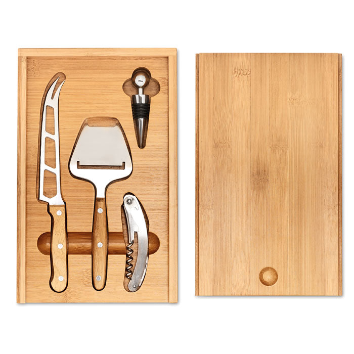 Bamboo Cheese and Wine Utensil Set