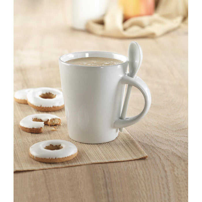 Stoneware Mug with Spoon