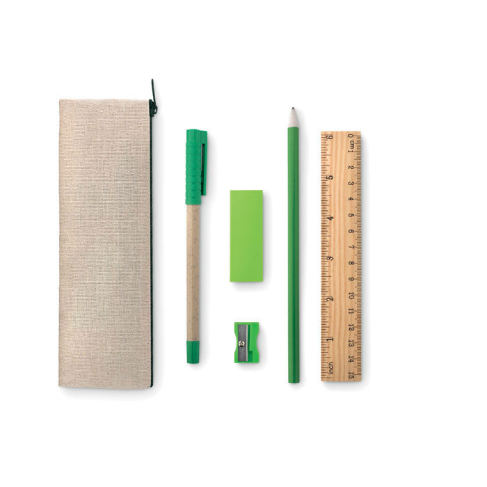 6 Piece Stationary Set in Cotton Pencil Case