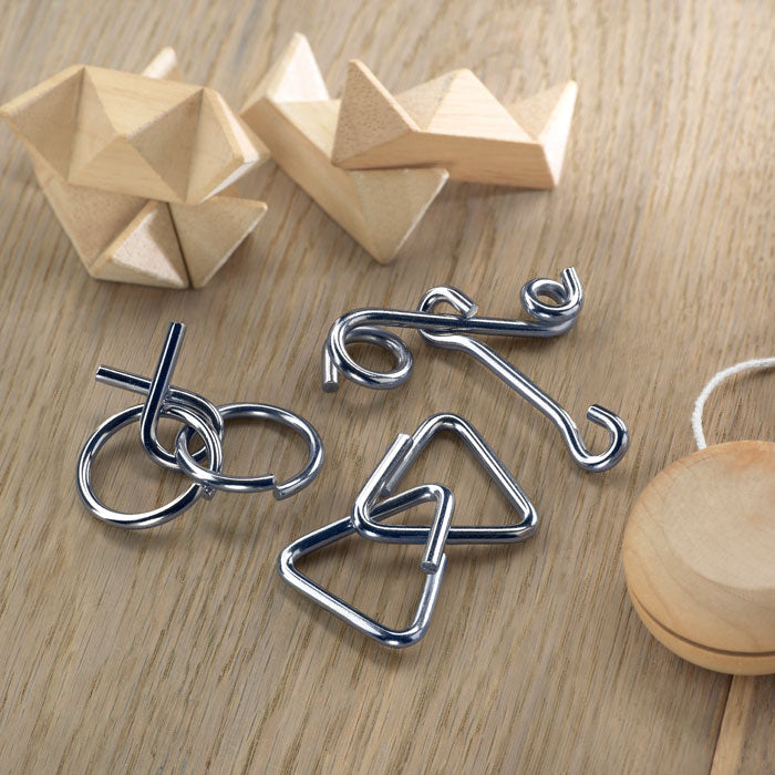 Metal Brain Teaser Set in Cotton Pouch