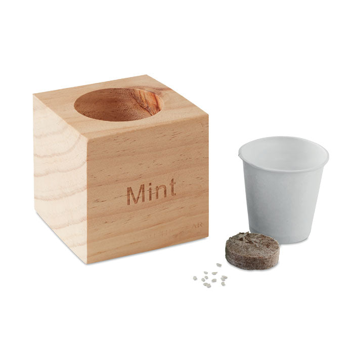 Wooden Mint Herb Growing Pot