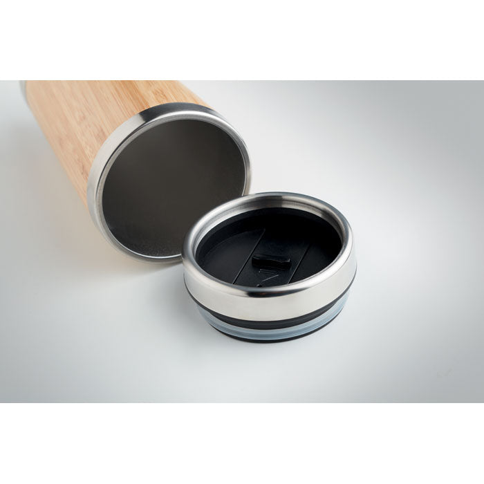 Double Walled Stainless Steel Bamboo Flask