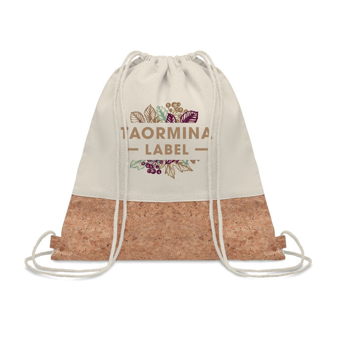 Twill Cotton Drawstring Bag with Cork Detail