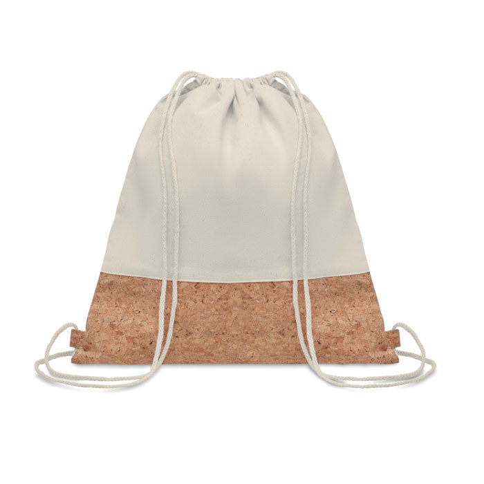 Cotton Drawstring Bag with Cork Detail