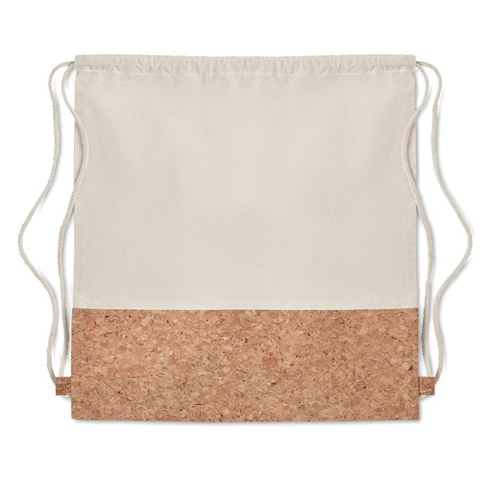 Twill Cotton Drawstring Bag with Cork Detail
