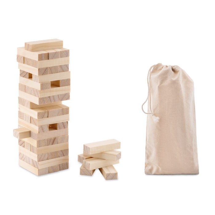 Toppling Tower Game in Cotton Pouch