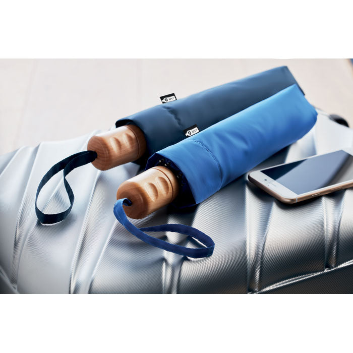 21 Inch Foldable Umbrella with Wooden Handle