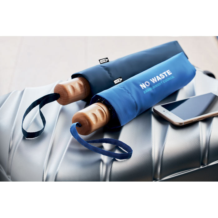 21 Inch Foldable Umbrella with Wooden Handle