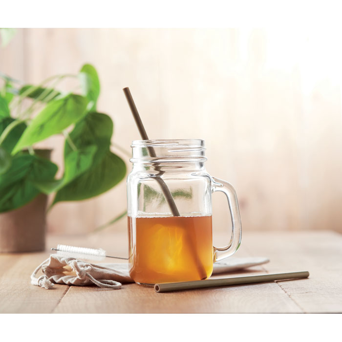 Bamboo Straw Set in Cotton Pouch
