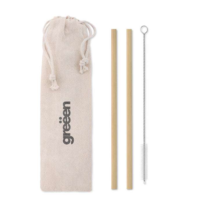 Bamboo Straw Set in Cotton Pouch