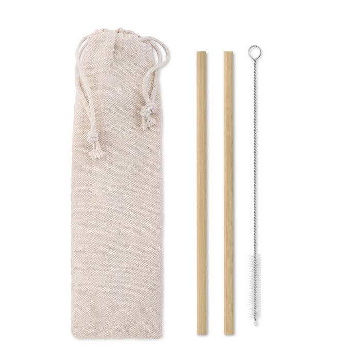 Bamboo Straw Set in Cotton Pouch