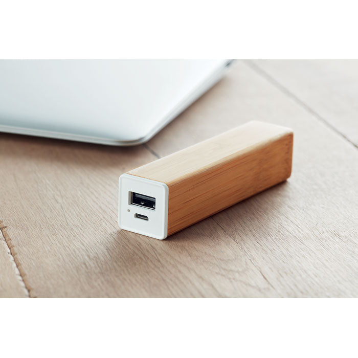 Bamboo Powerbank and USB Cable