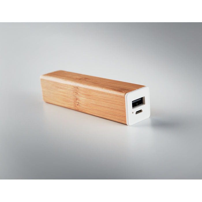 Bamboo Powerbank and USB Cable
