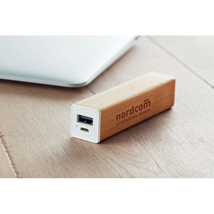 Bamboo Powerbank and USB Cable