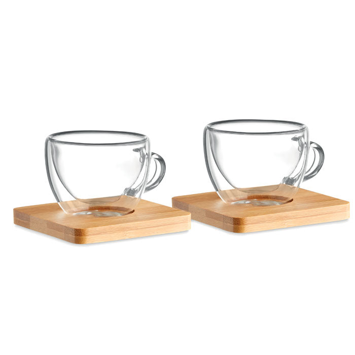 Set of 2 Double Walled Glass Espresso Mugs