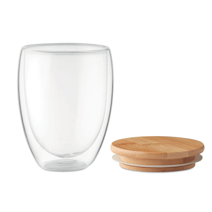 Double Walled Glass Tumbler with Bamboo Lid