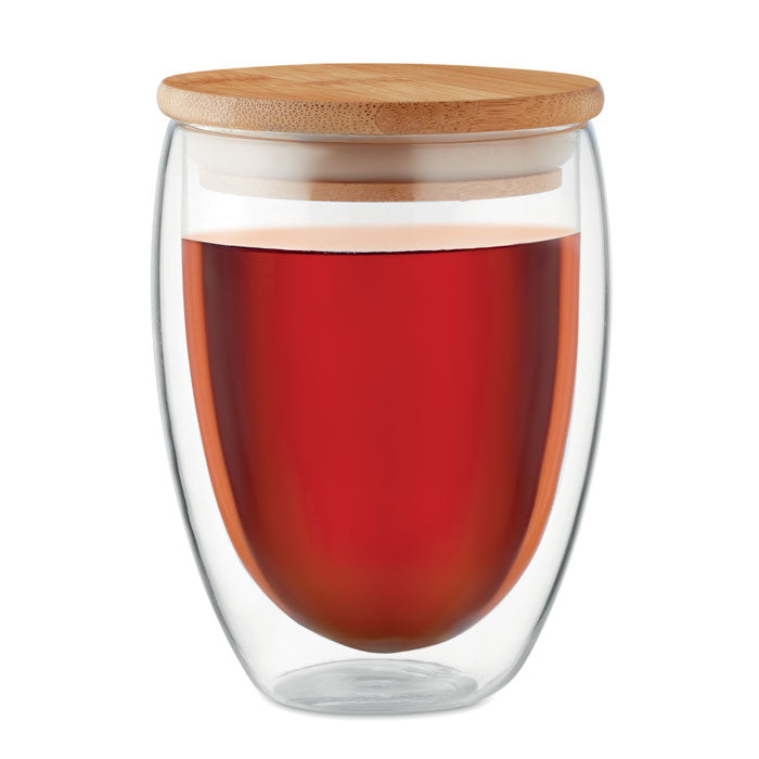 Double Walled Glass Tumbler with Bamboo Lid