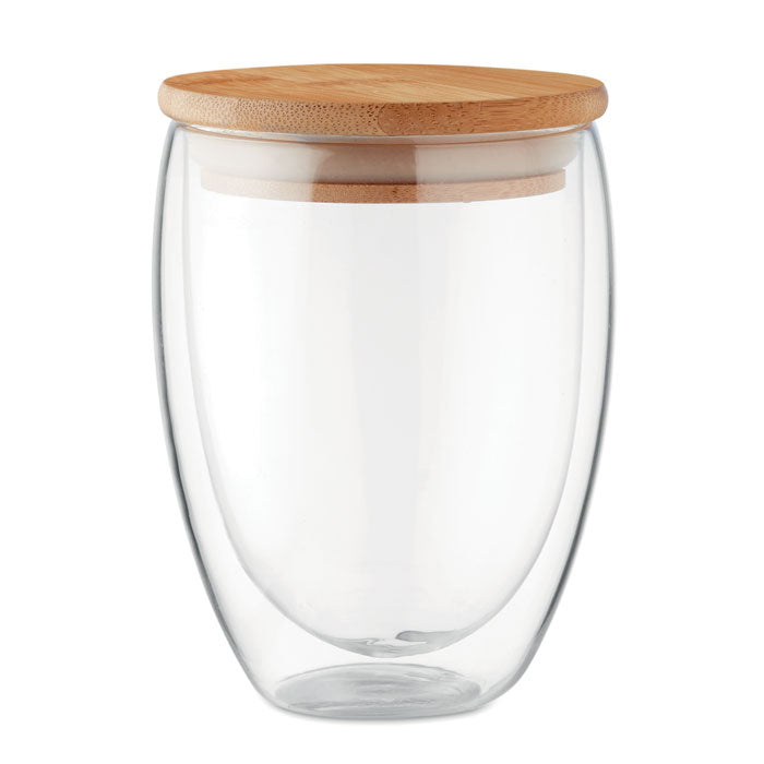 Double Walled Glass Tumbler with Bamboo Lid