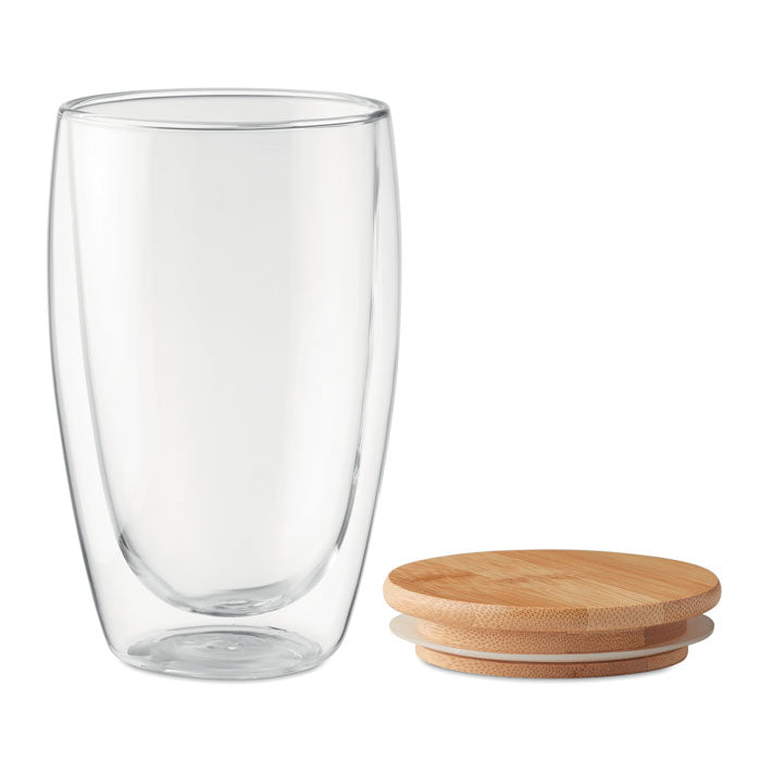 Double Walled Glass with Bamboo Lid