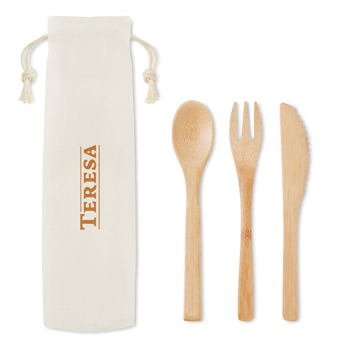 Bamboo Cutlery Set in Canvas Pouch