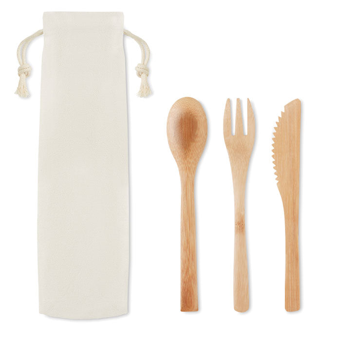 Bamboo Cutlery Set in Canvas Pouch