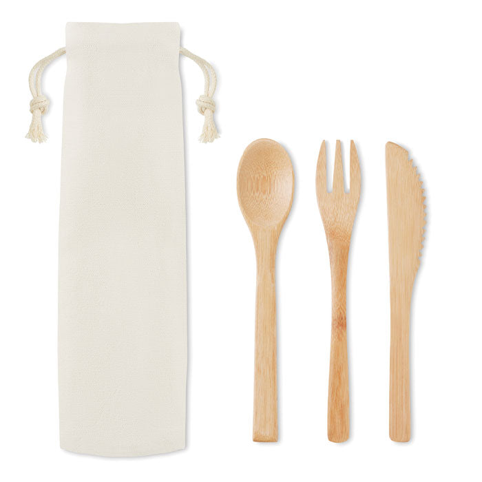 Bamboo Cutlery Set in Canvas Pouch