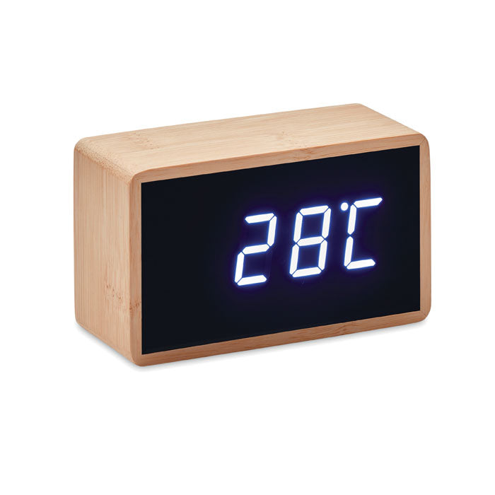 LED Alarm Clock in Bamboo Casing