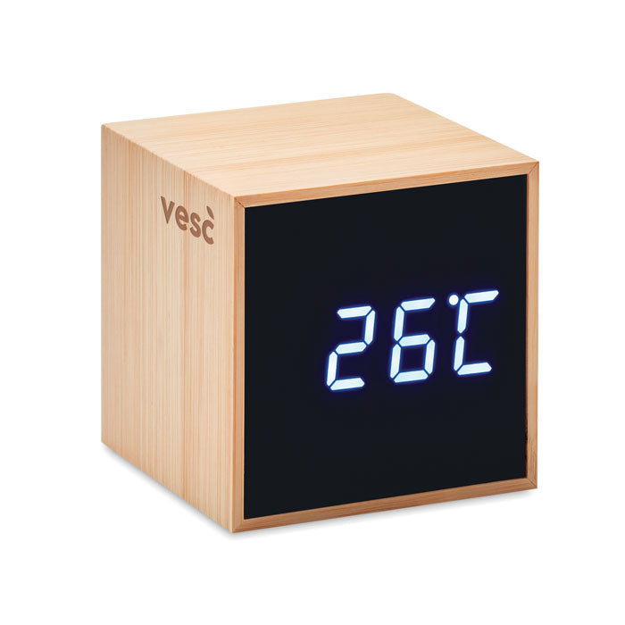 LED Alarm Clock in Bamboo Casing
