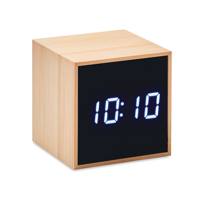 LED Alarm Clock in Bamboo Casing