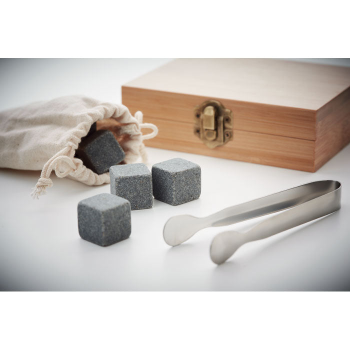 Stone Ice Cubes Set in Bamboo Gift Box