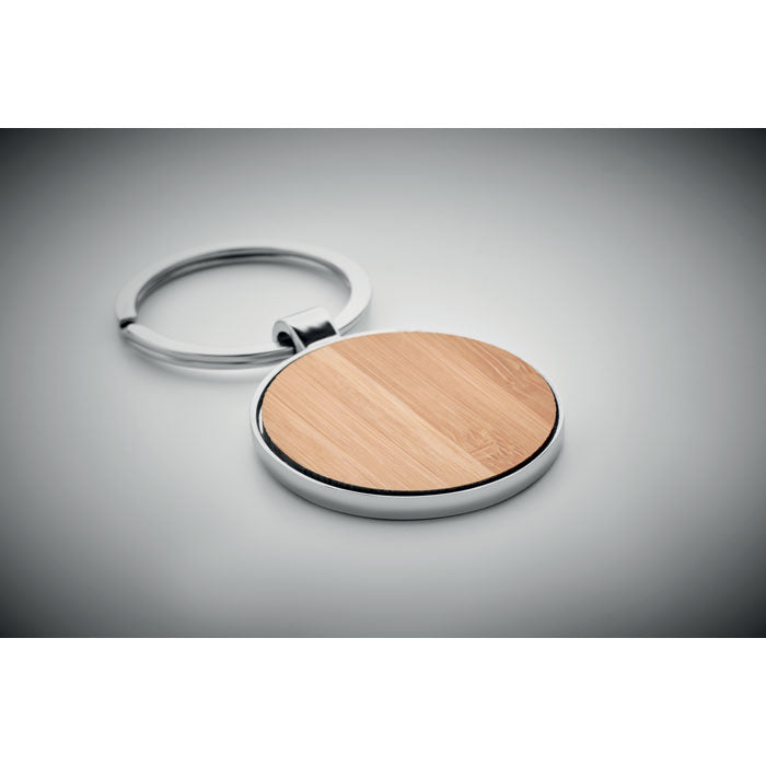 Round Keyring with Bamboo Front