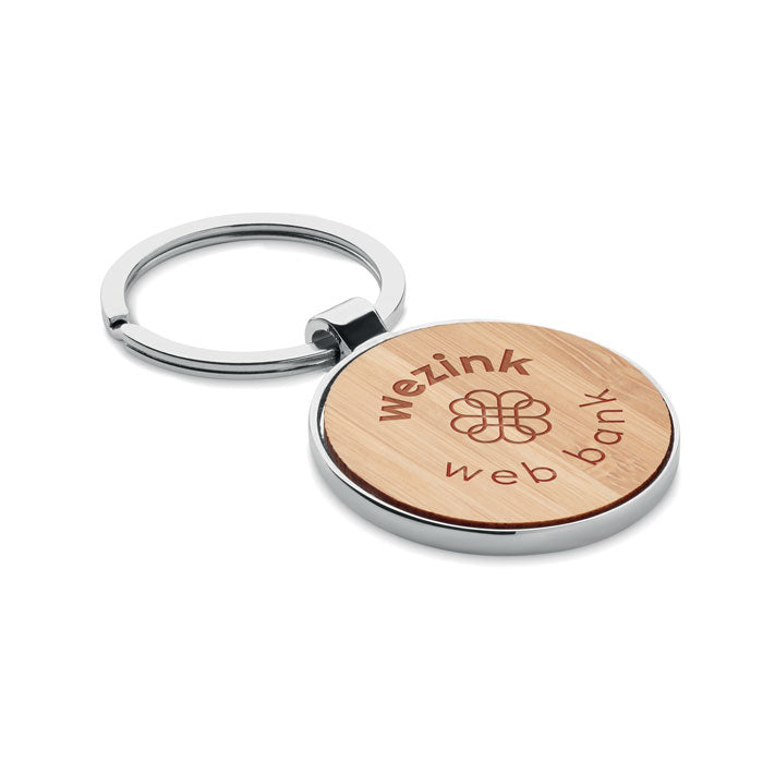 Round Keyring with Bamboo Front