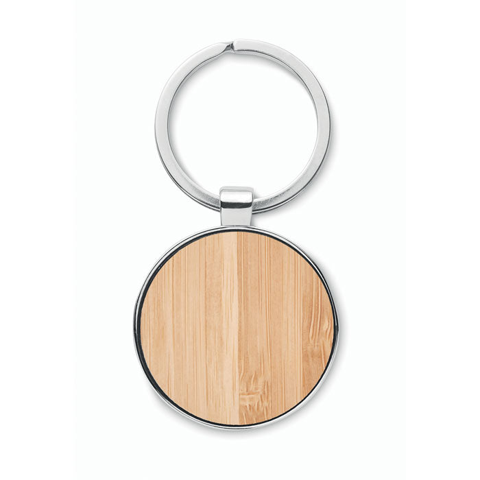 Round Keyring with Bamboo Front