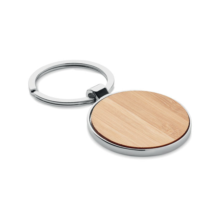 Round Keyring with Bamboo Front