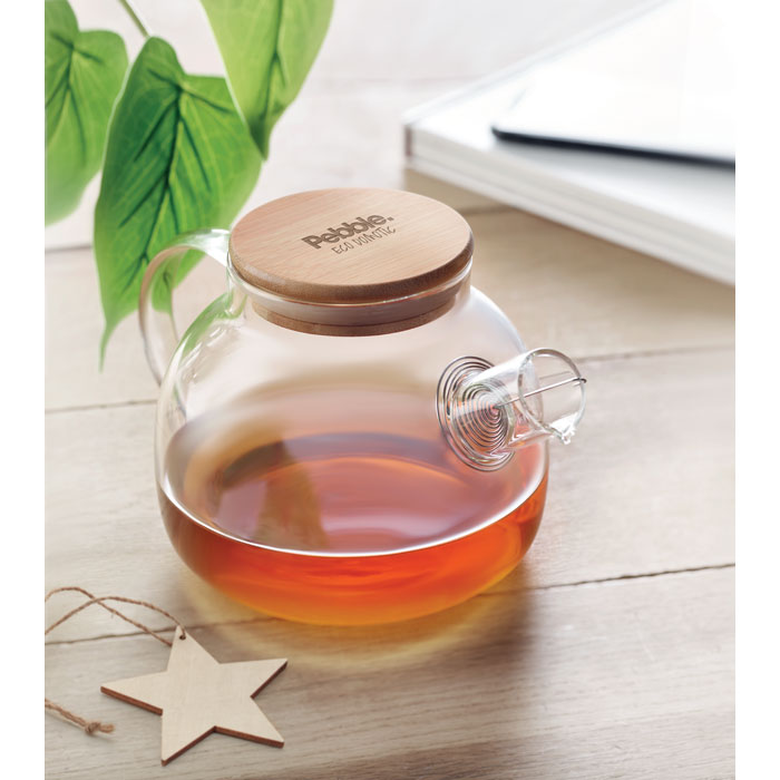 Glass Teapot with Infuser and Bamboo Lid