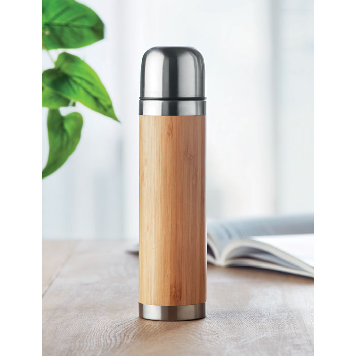 Double Walled Bamboo Vacuum Flask