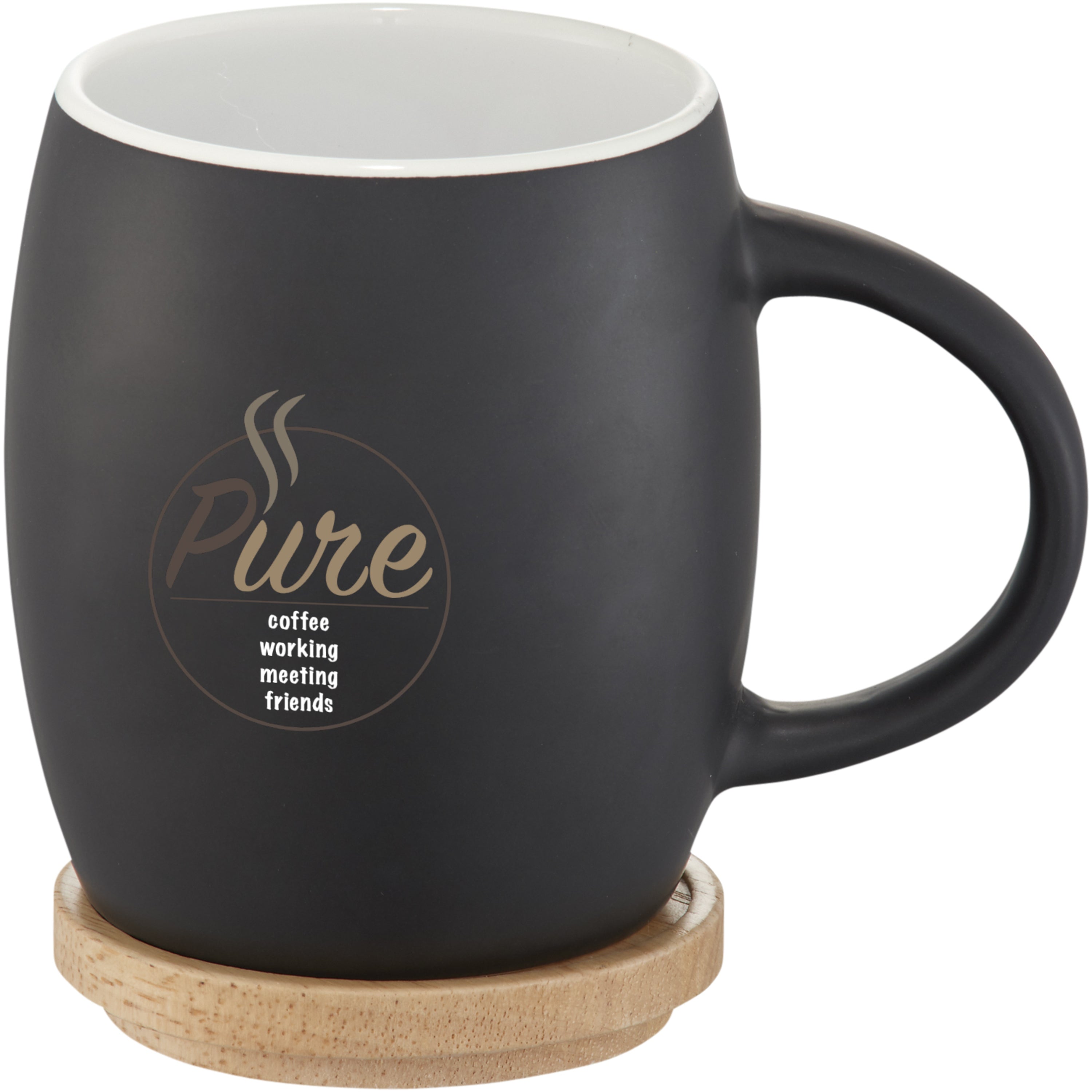 Hearth 400ml Ceramic Mug and Wooden Coaster
