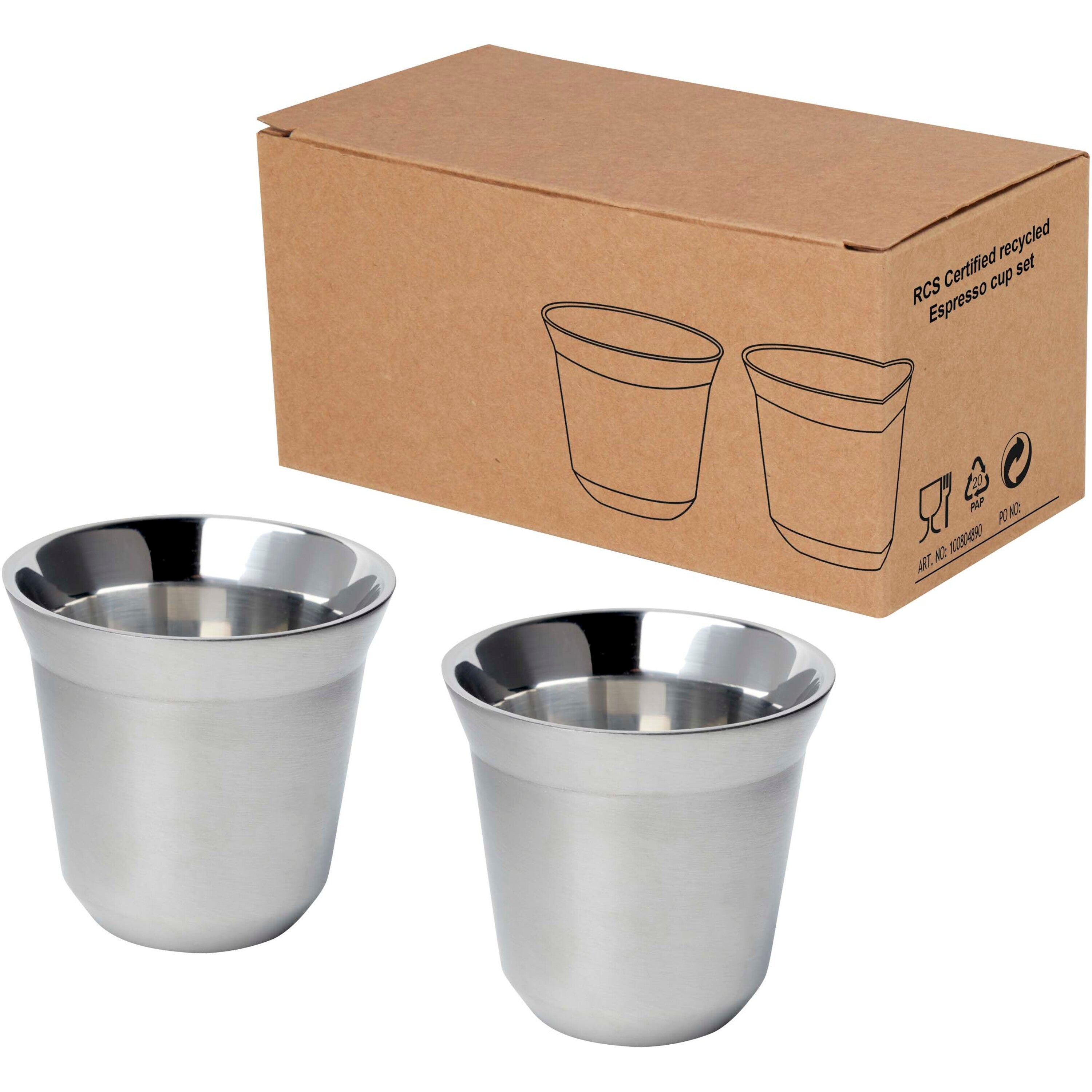 Duo Recycled Stainless Steel Espresso Cup Set