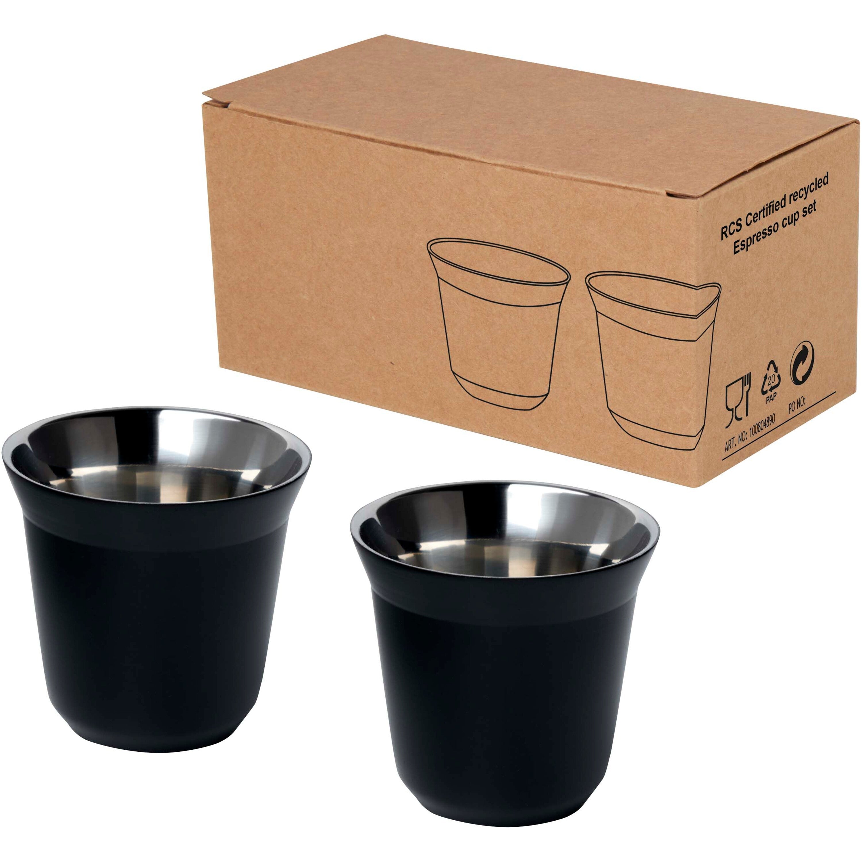 Duo Recycled Stainless Steel Espresso Cup Set