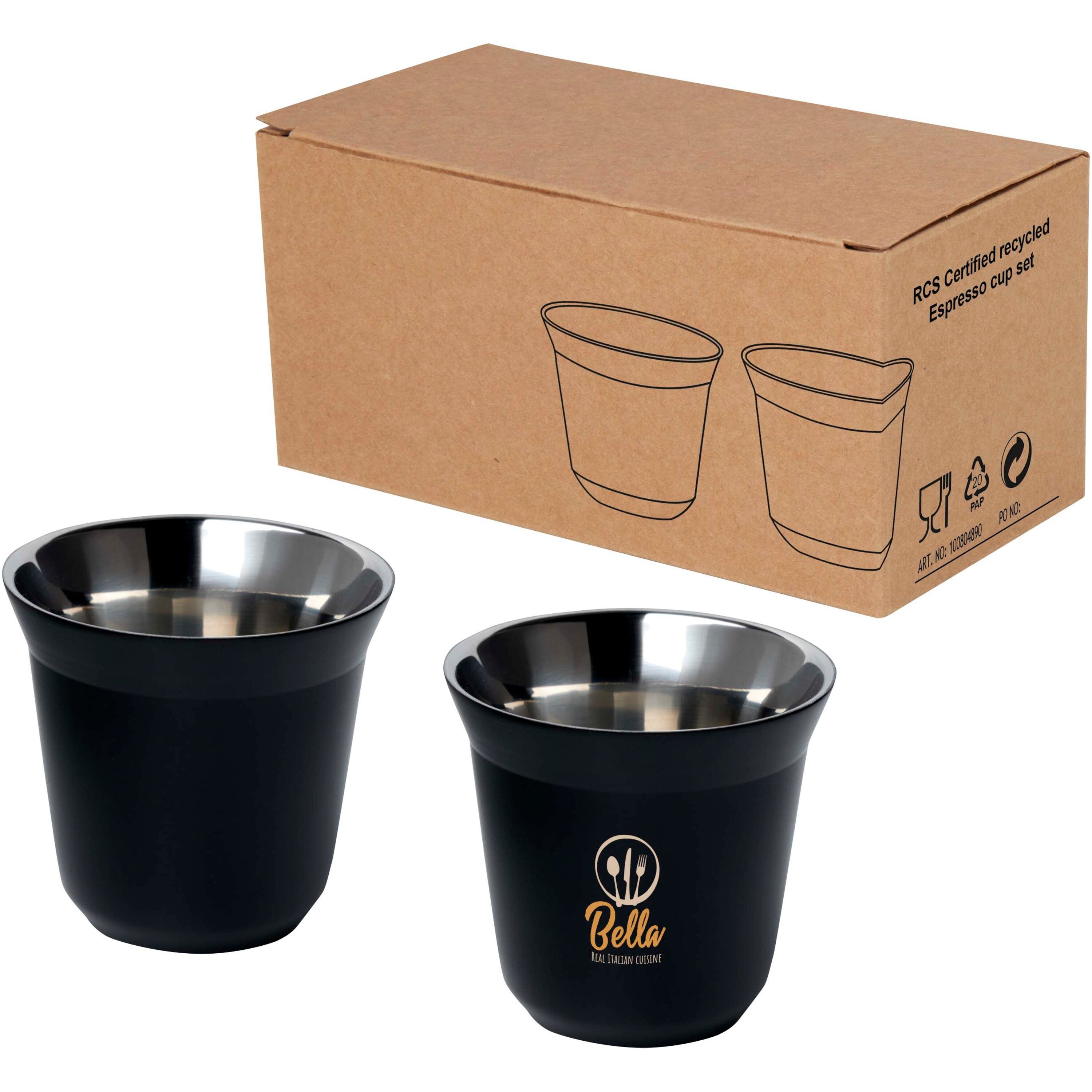 Duo Recycled Stainless Steel Espresso Cup Set