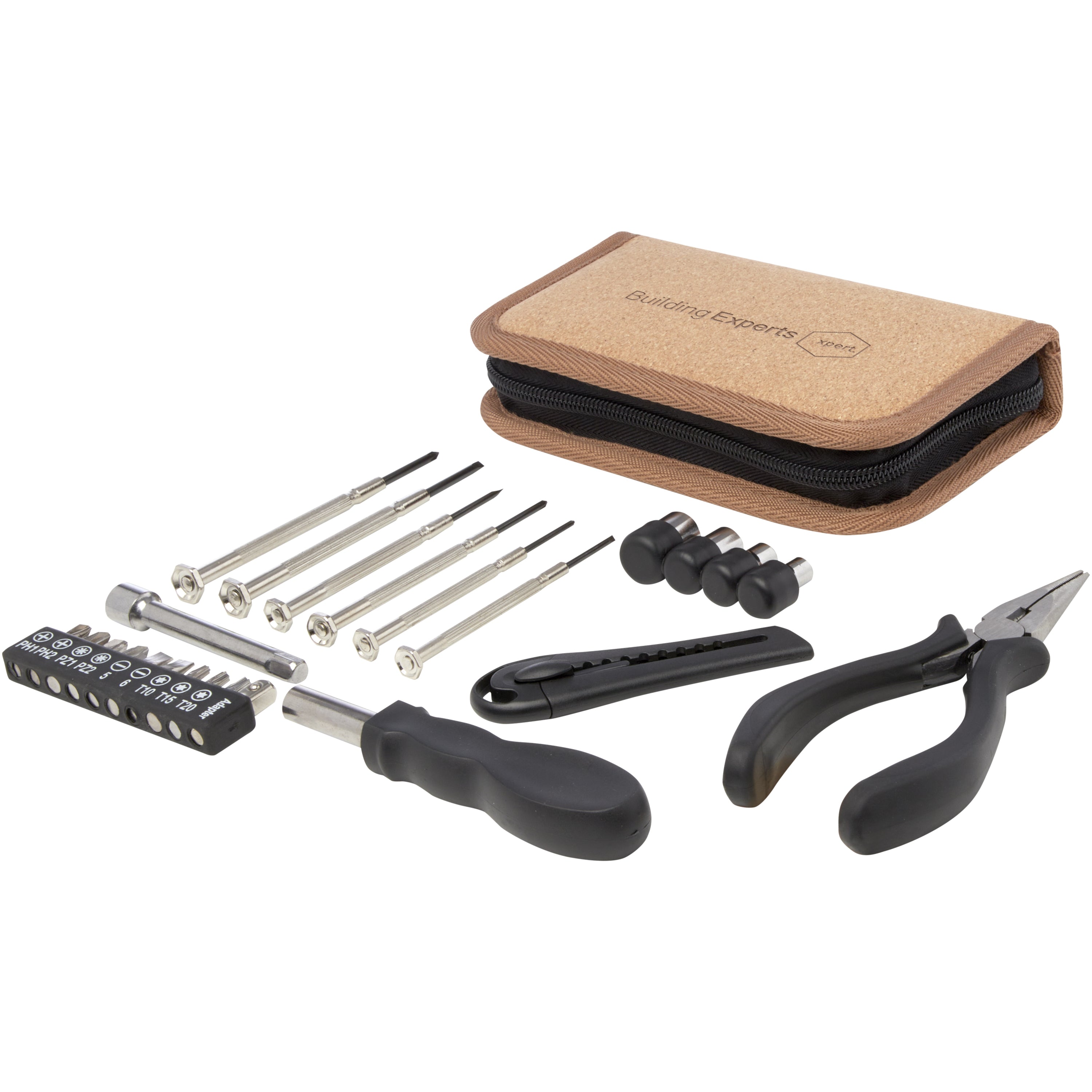 Spike 24-Piece Recycled Plastic Tool Set in Cork Pouch